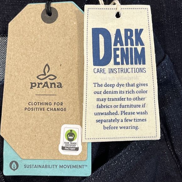 Prana Jeans NEW Mens 31x32 Blue Dark Rinse Hillgard Slim Fit Tapered Leg Organic - Picture 12 of 13